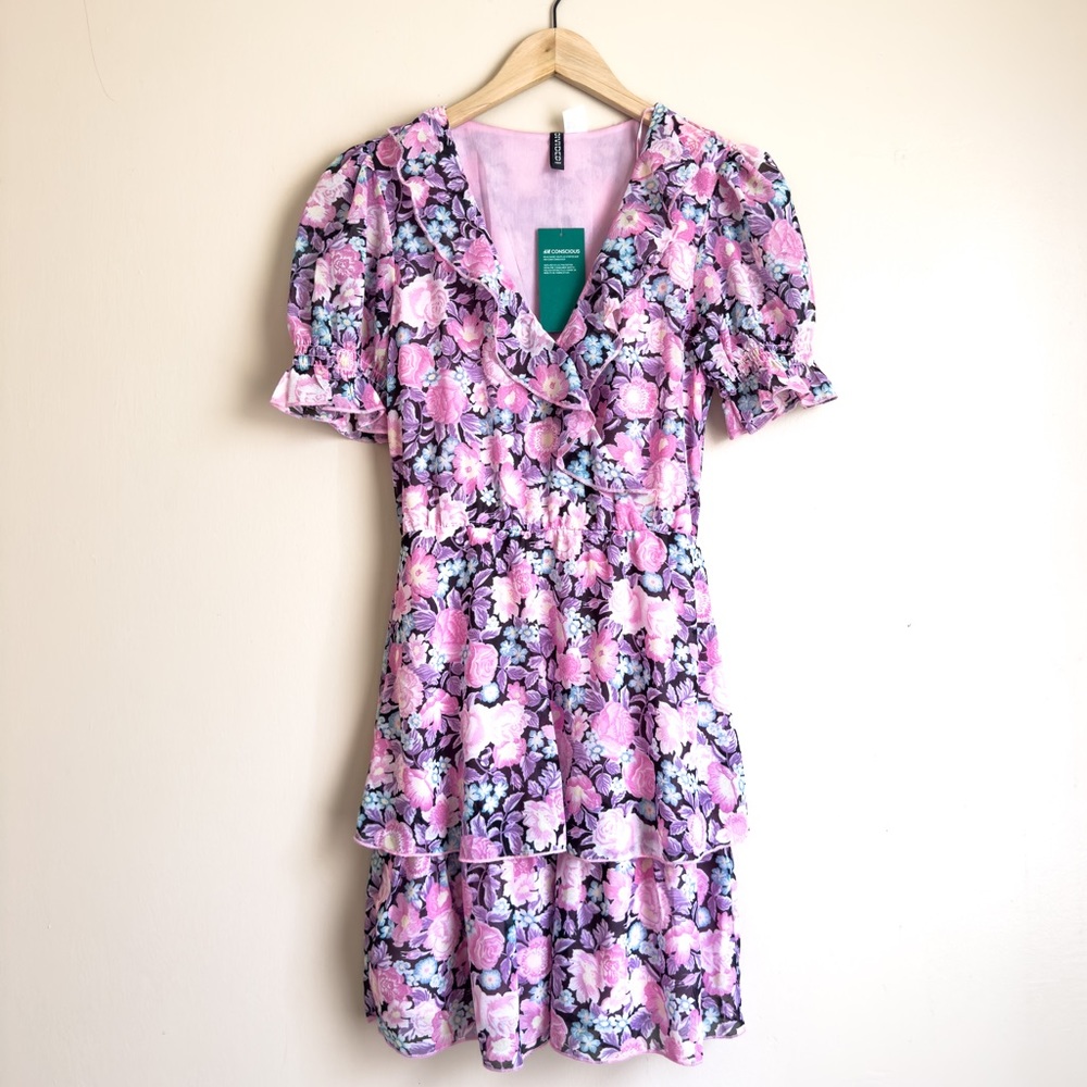 H&M Floral Ruffle Mini Dress - Picture 1 of 16